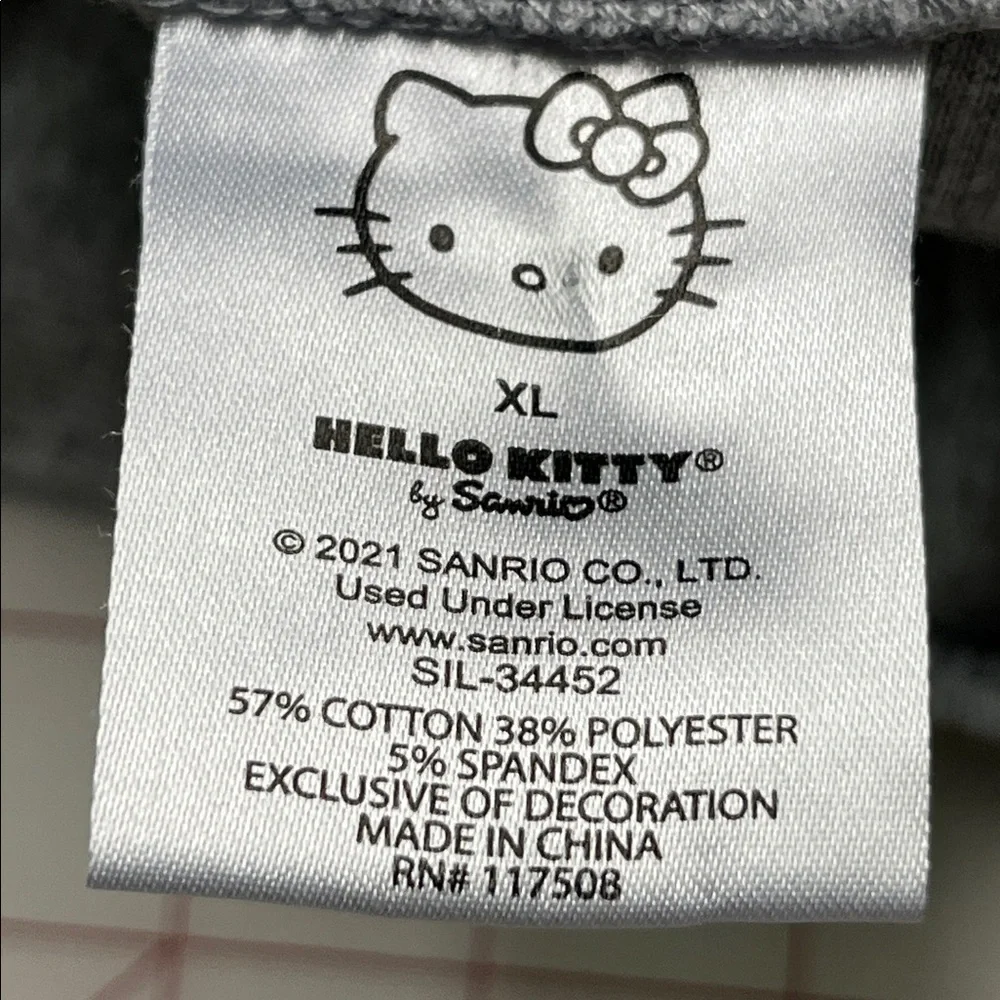 HELLO KITTY by Sanrio Polo Johnny Collar Stretch Rib Knit Grey Short SL Dress XL